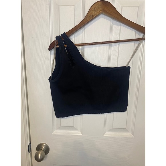 Offline by Aerie Other - Offline by Aerie Top Large Black Ribbed One Shoulder Double Strap Crop